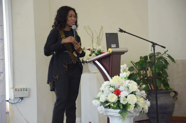 Winifred Kotin (Director of SuperFluid Labs Ghana) giving a keynote address